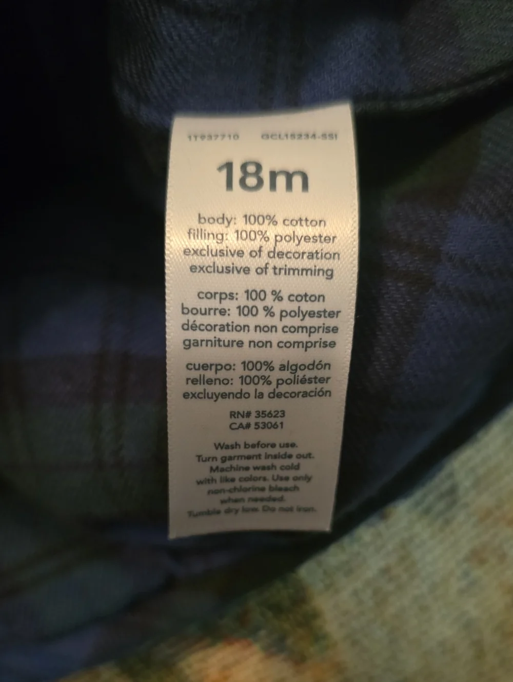 New Carter's Toddler 18M Navy Green Plaid Quilted Zip Quilted Vest